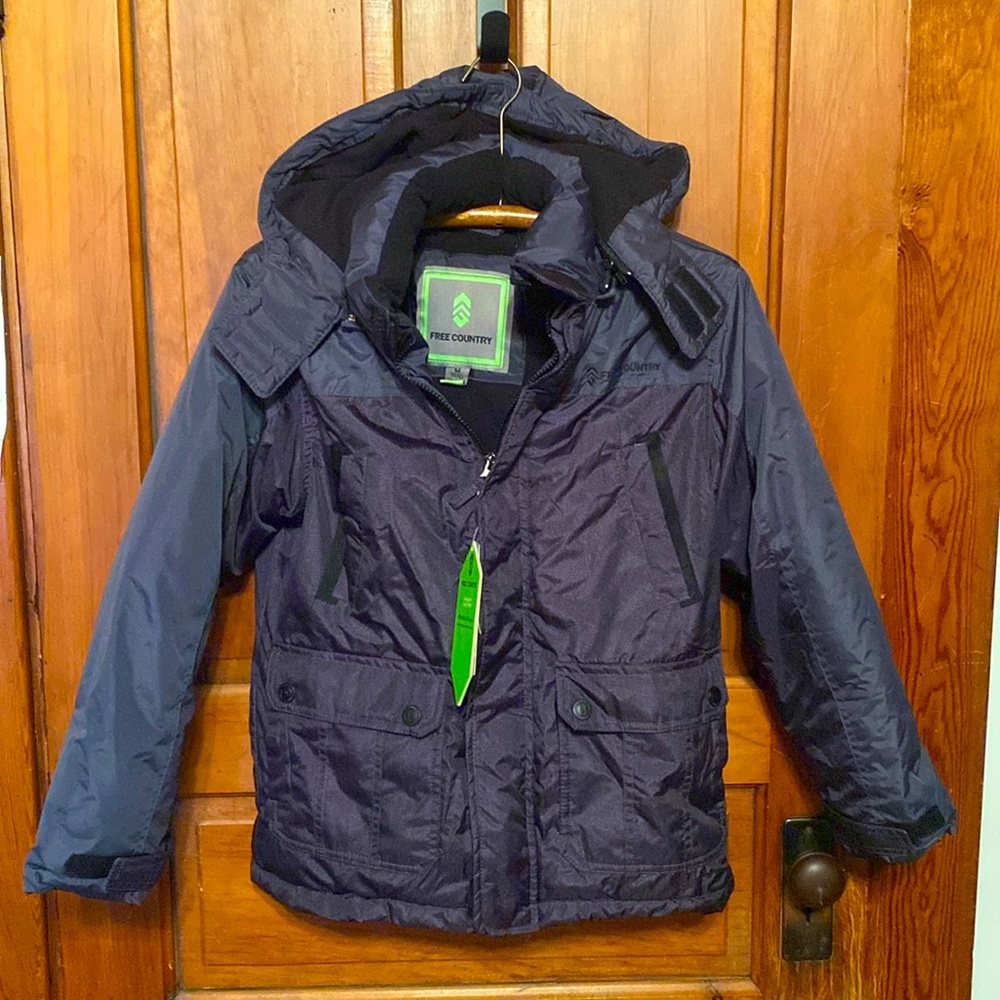 Boy's Free Country Puffer Winter coat,  Size M (10/12),Charcoal/ Black New,Tag